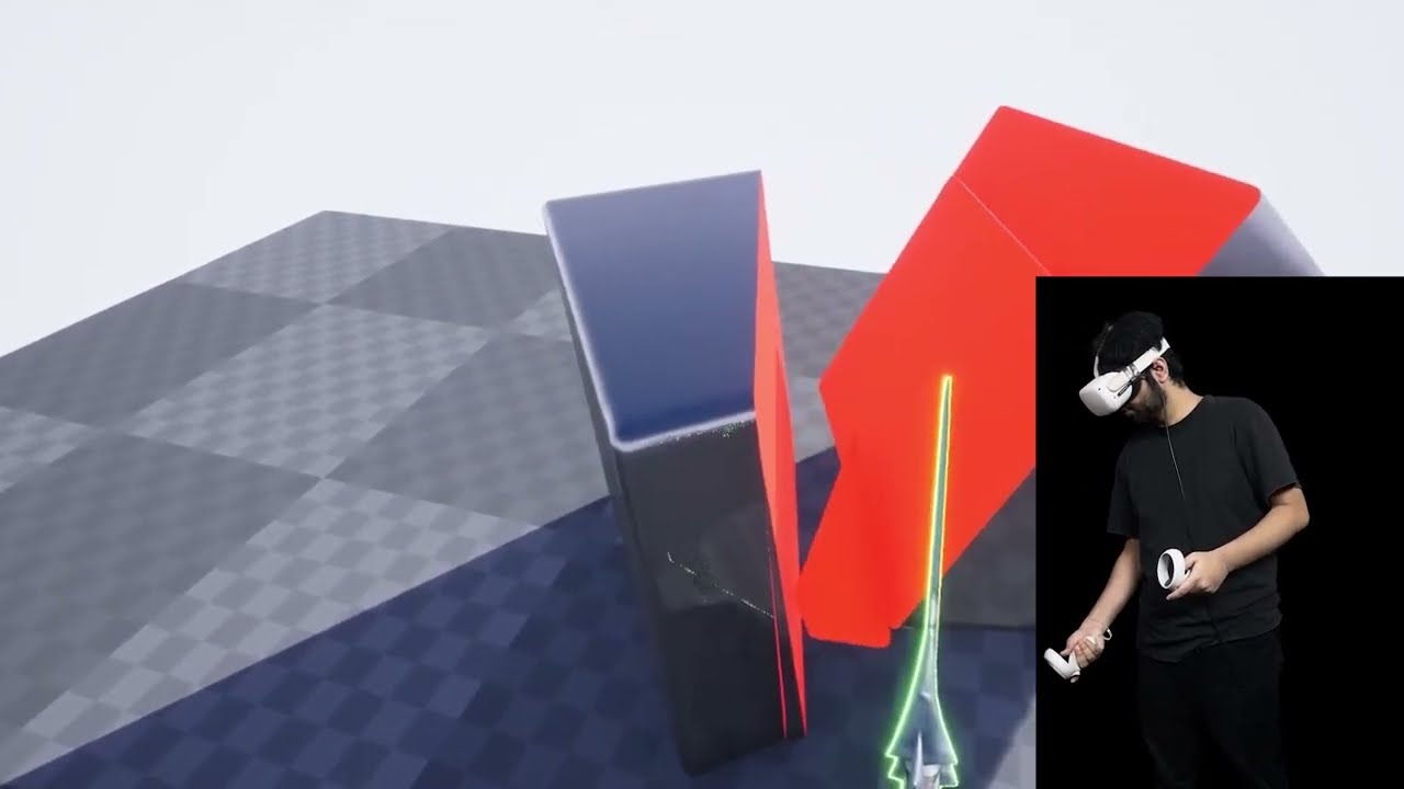 Demonstration of object cutting and physics in VR slicing project